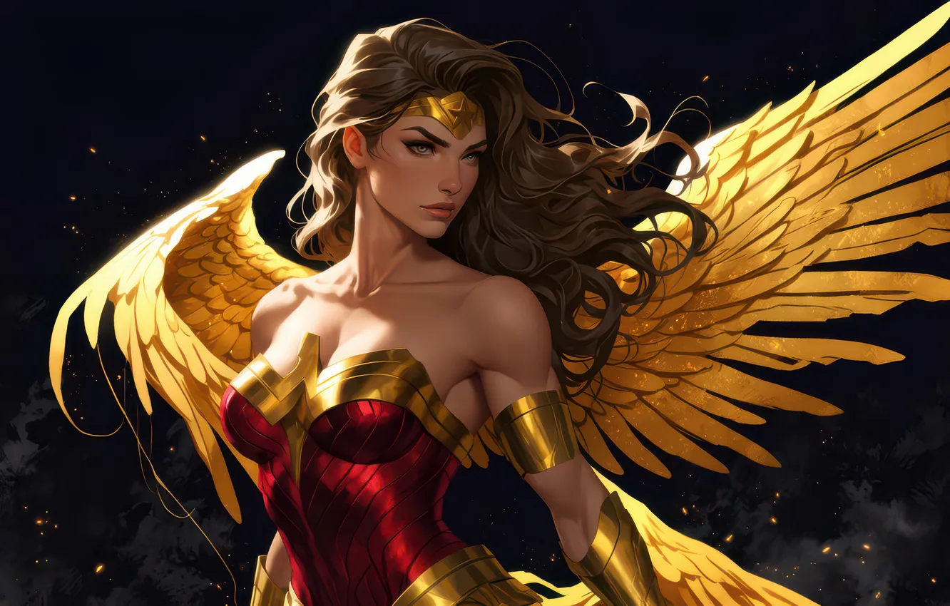Photo wallpaper woman, wings, Wonder, Truth
