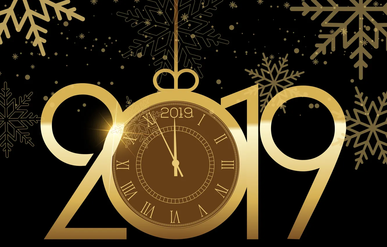 Photo wallpaper gold, new year, figures, golden, black background, black, background, New Year