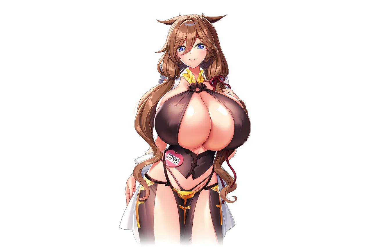 Photo wallpaper girl, sexy, lingerie, cleavage, blouse, panties, long hair, brown hair