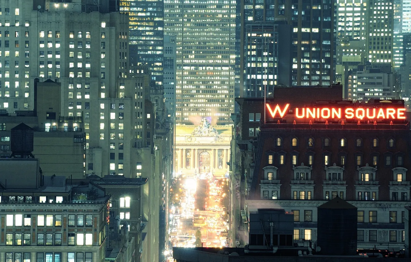 Photo wallpaper night, lights, new York, Night, Grand Central Terminal, New York City, usa, nyc