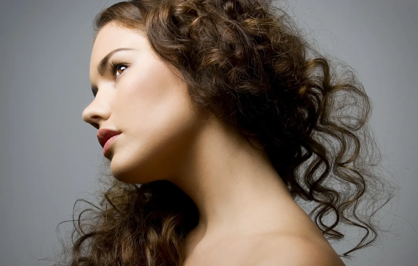 Photo wallpaper look, girl, portrait, brown hair, long hair