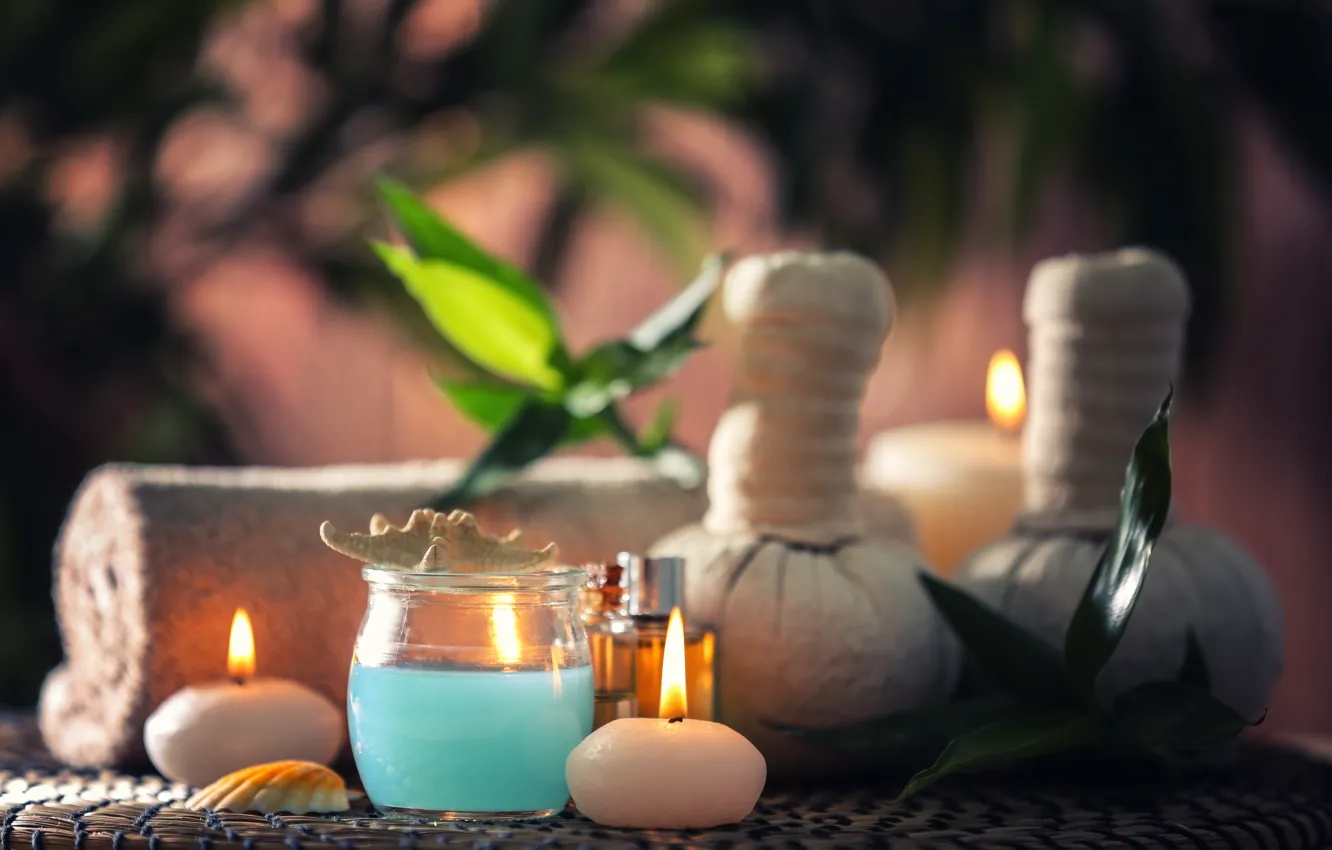 Photo wallpaper oil, candles, Spa
