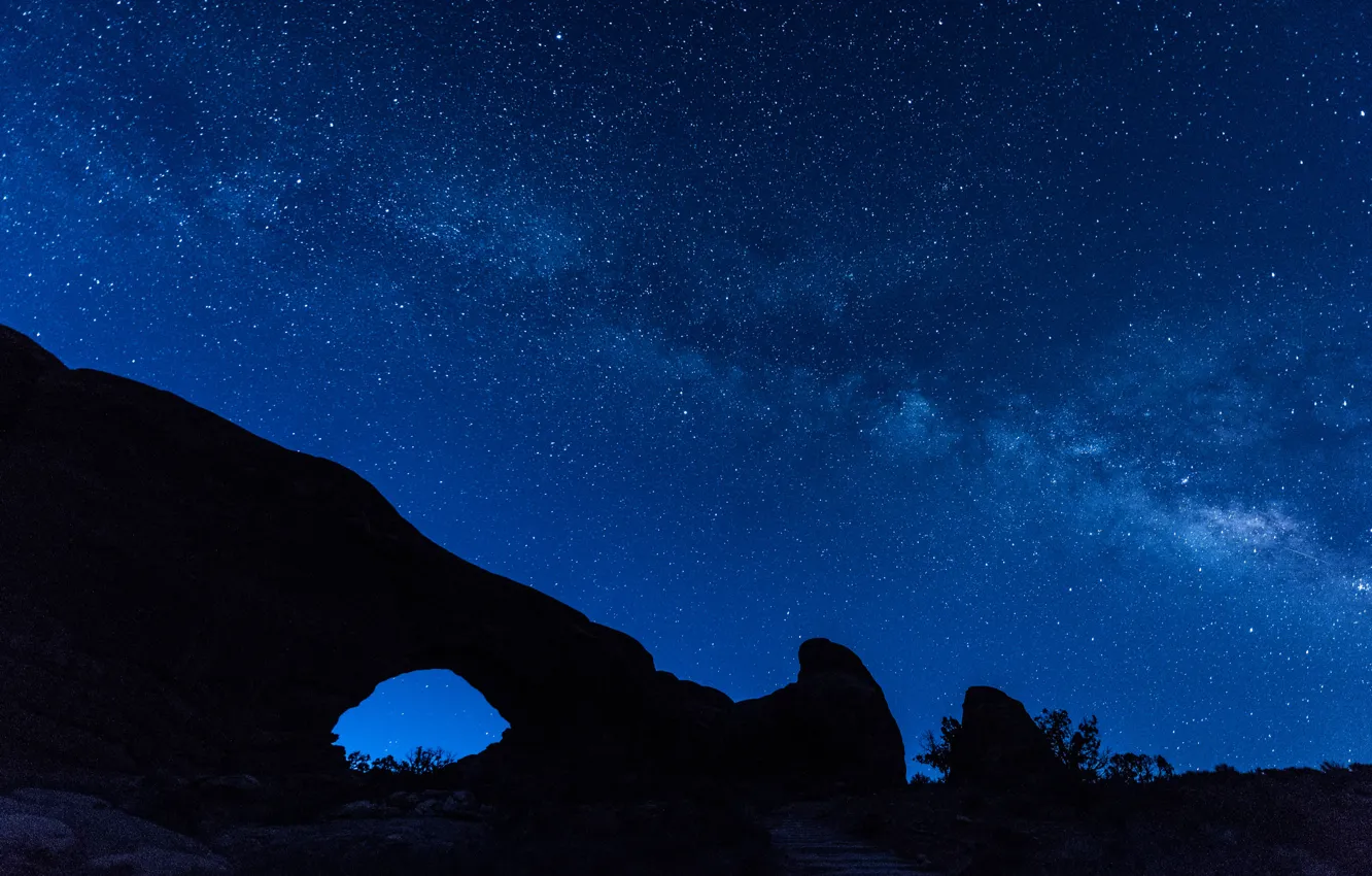 Photo wallpaper stars, mountains, night, the milky way