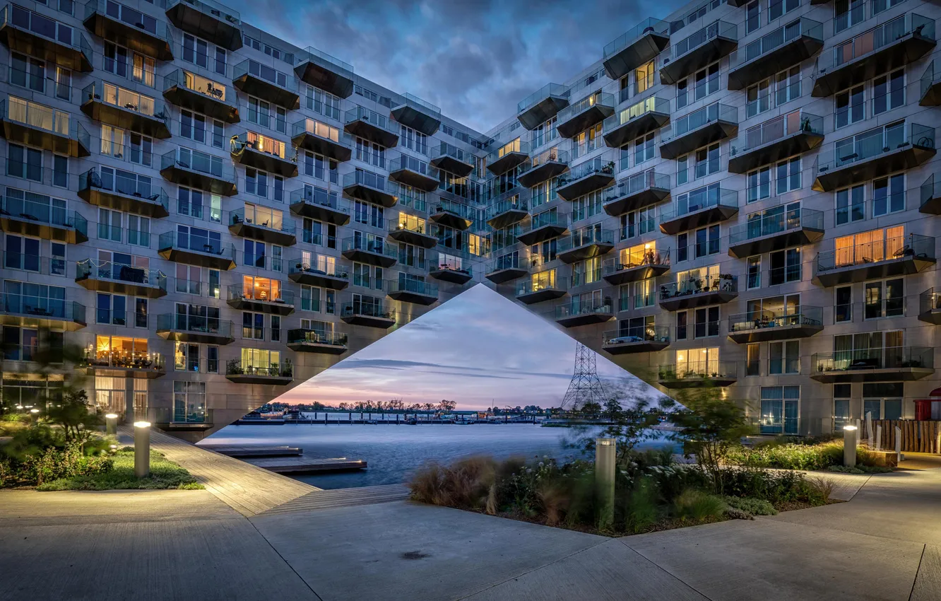 Photo wallpaper building, Amsterdam, Netherlands, triangle