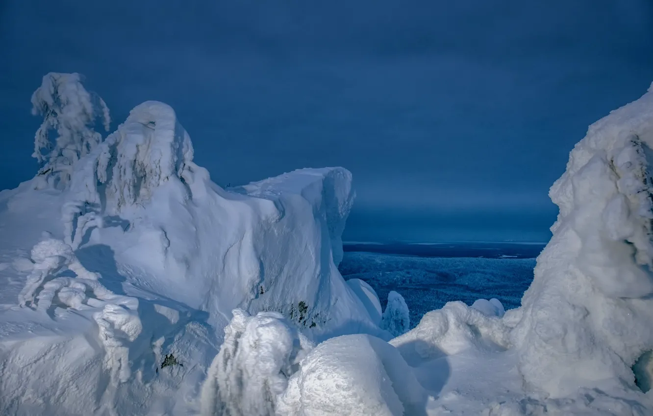 Photo wallpaper winter, snow, landscape, mountains, nature, Perm Krai, Andrei, Polyudov Stone