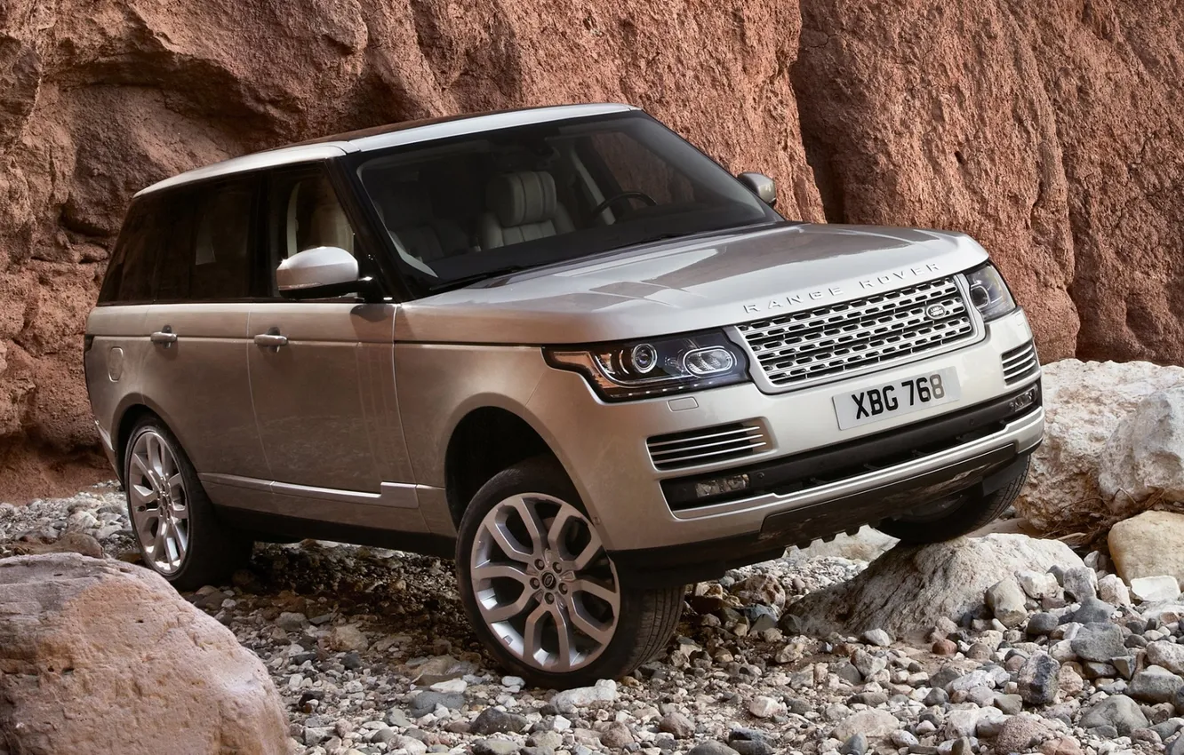 Photo wallpaper stones, background, rocks, silver, jeep, SUV, Land Rover, Range Rover