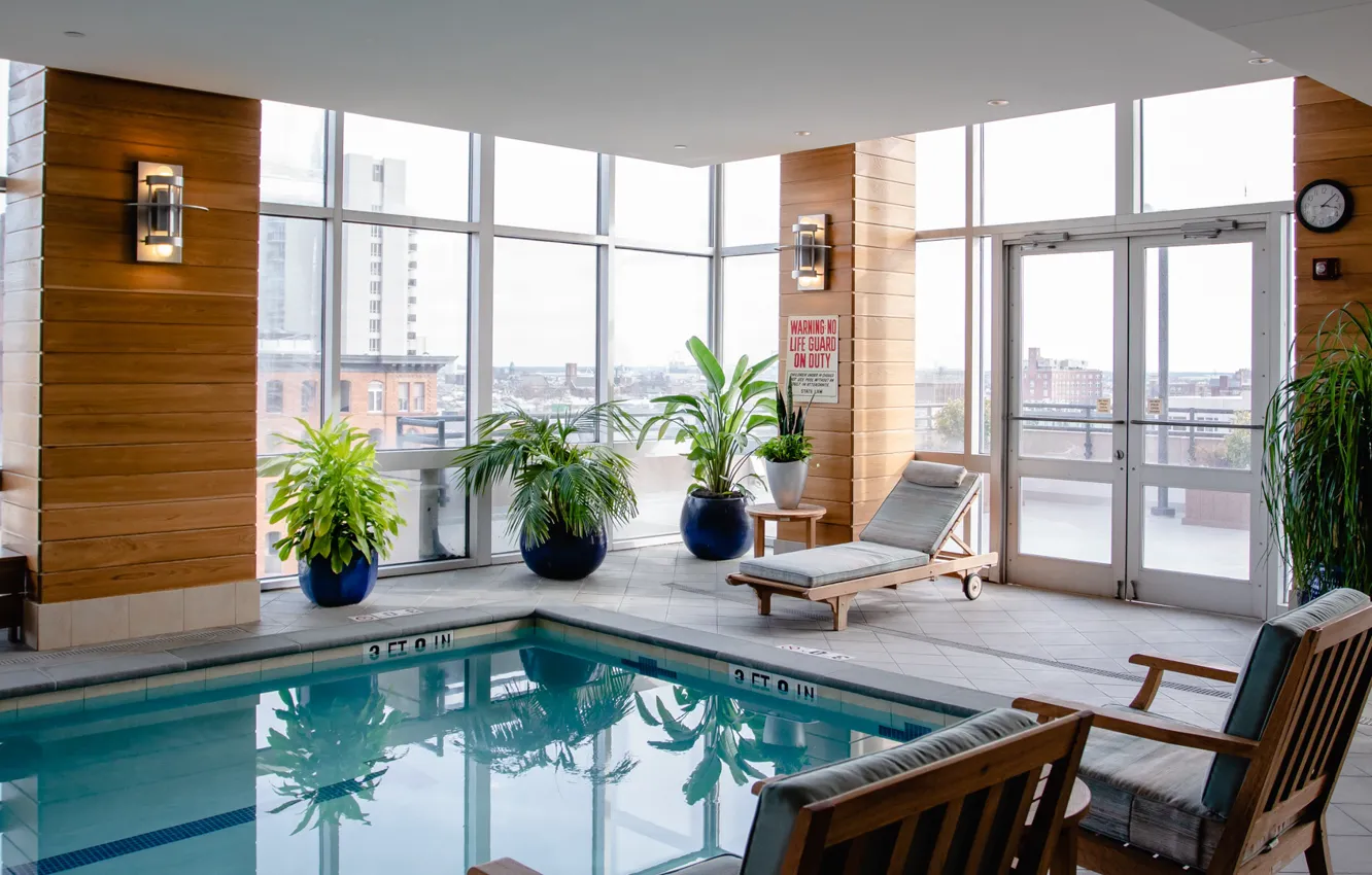 Photo wallpaper interior, pool, penthouse, the room