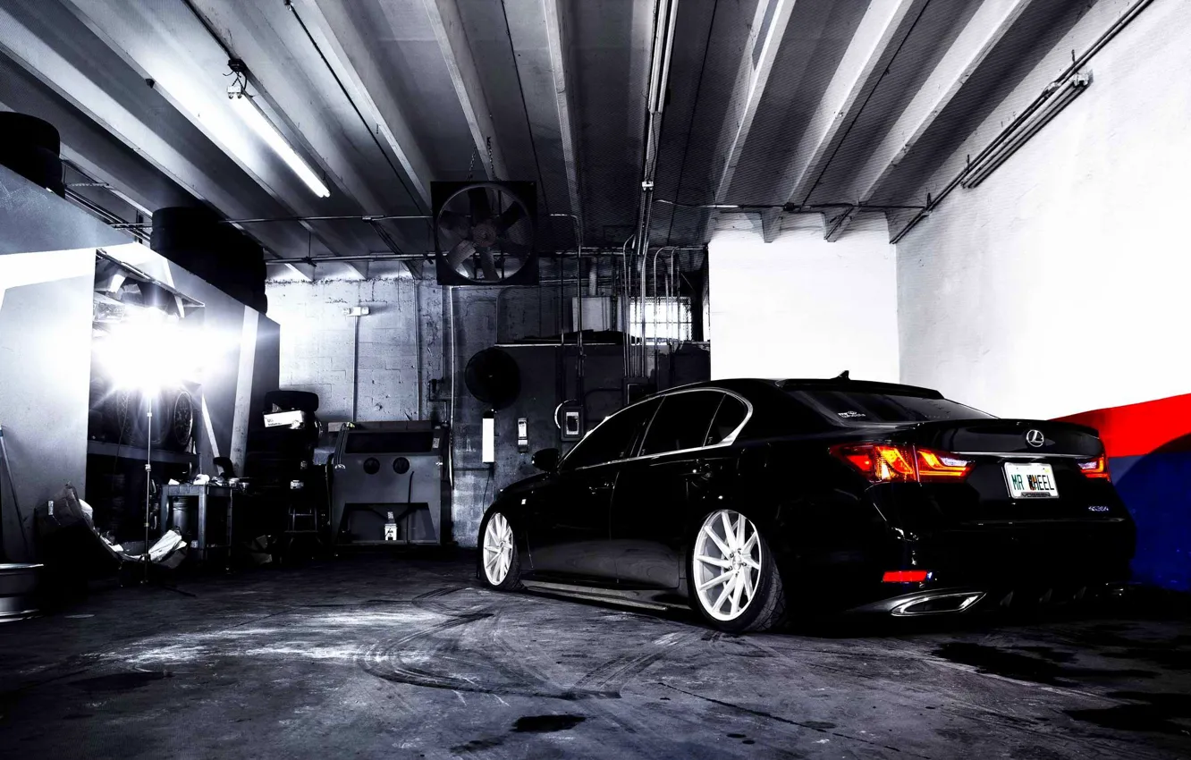 Photo wallpaper Lexus, wheels, black, rear, vossen, GS 350