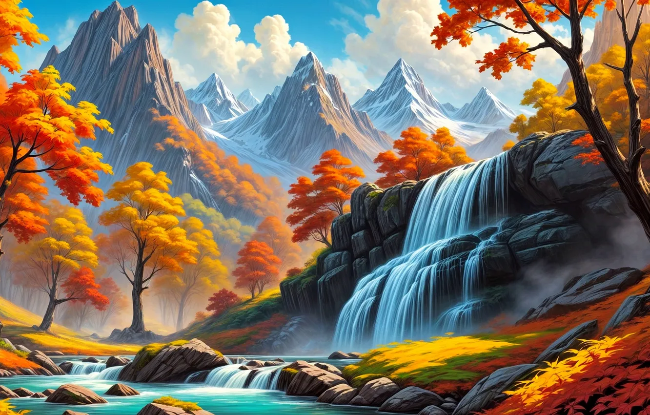 Photo wallpaper nature, rendering, neural network, fisn