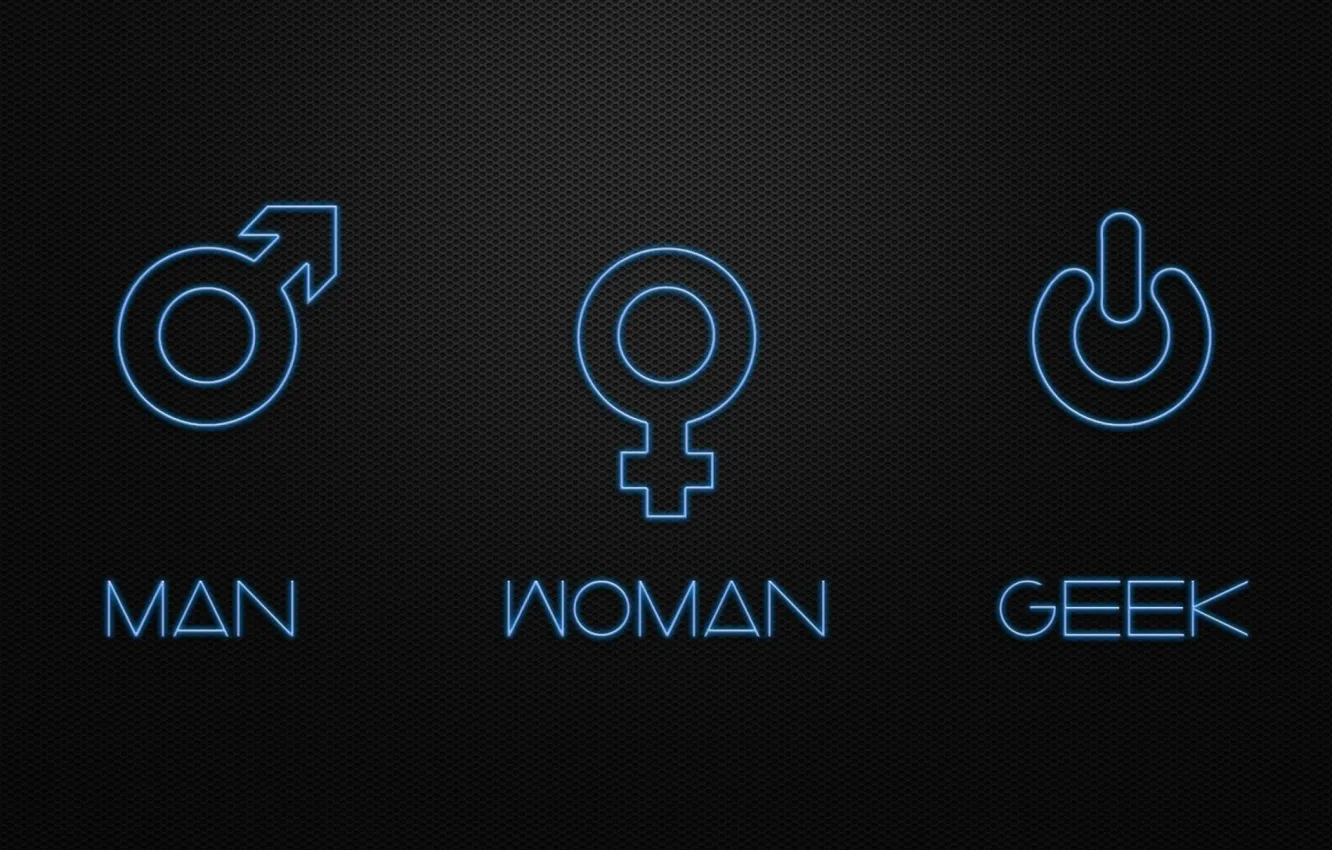 Photo wallpaper text, letters, symbol, woman, man, Geek