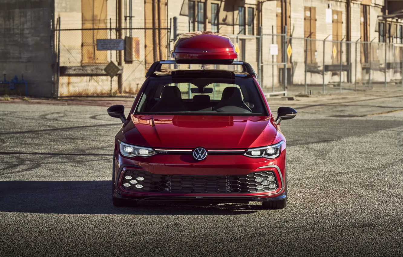 Photo wallpaper Volkswagen, Red, Front, SEMA, Golf GTI, Sight, Volkswagen Golf GTI, SEMA 2022