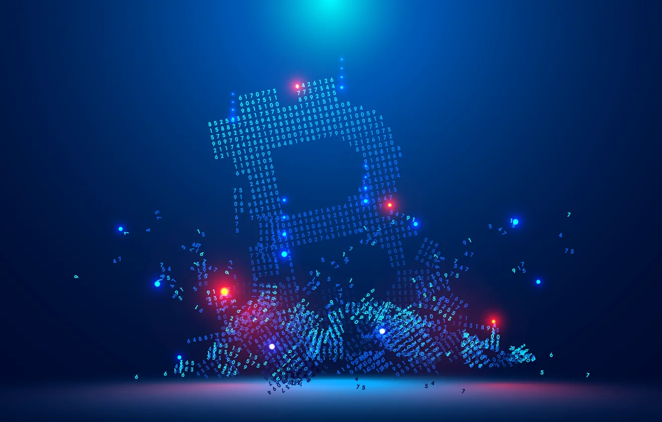 Photo wallpaper blue, logo, blue, fon, bitcoin, bitcoin, btc