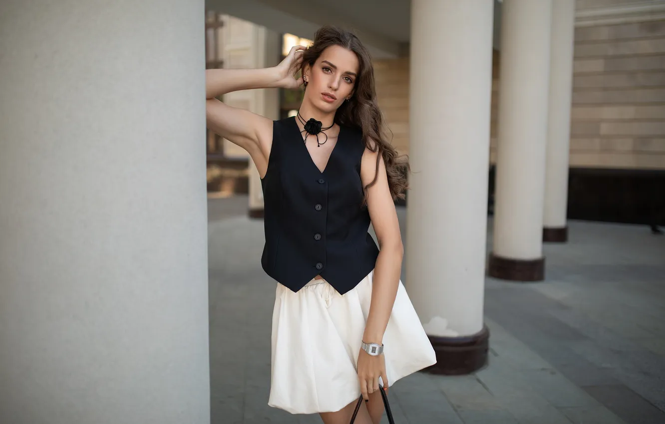 Photo wallpaper girl, sexy, Wallpaper, sweetheart, model, bright, watch, skirt