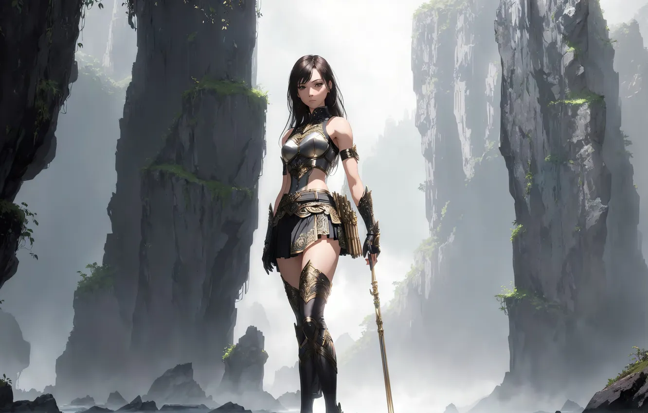 Photo wallpaper girl, nature, anime, painting, digital art, fantasy art, fantasy girl, Stable Diffusion