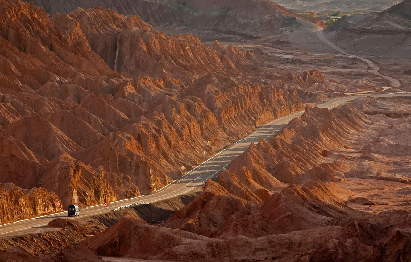 Photo wallpaper road, mountains, Chile, Andes, The Cordillera Domeyko