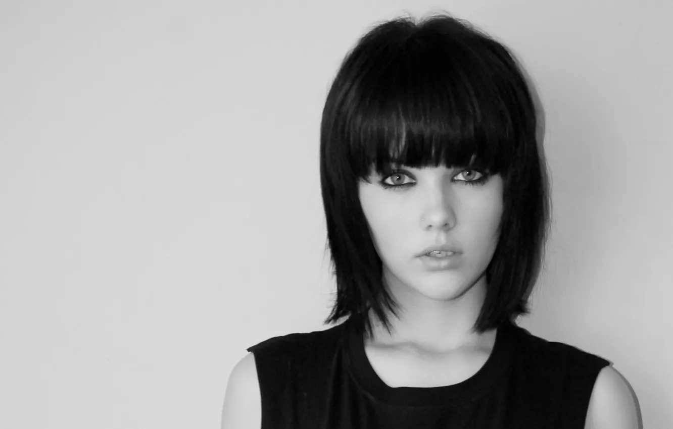 Photo wallpaper model, black and white, brunette, sexy girl, brunette, Mellisa Clarke