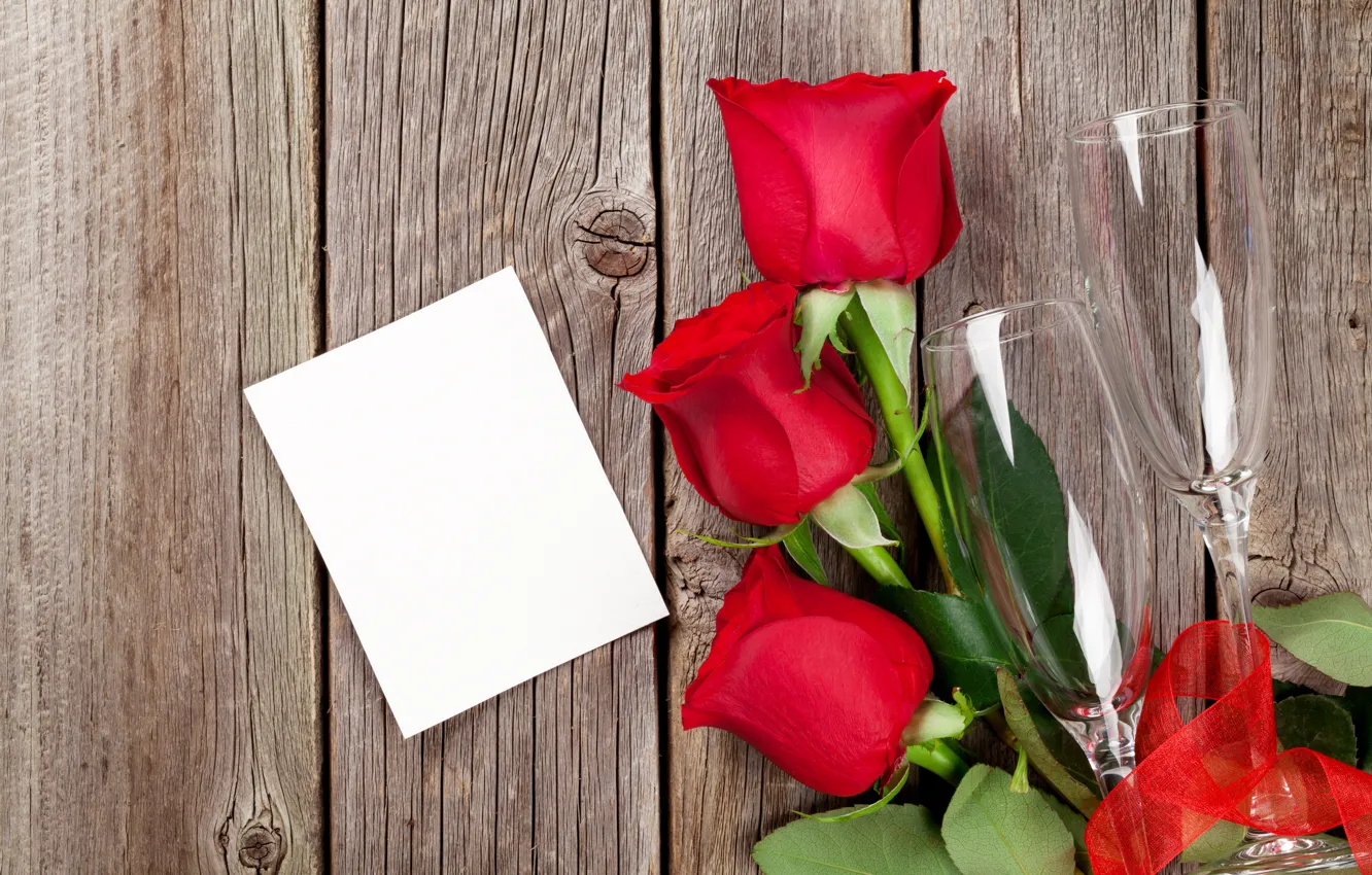 Photo wallpaper love, flowers, roses, bouquet, glasses, red, red, love