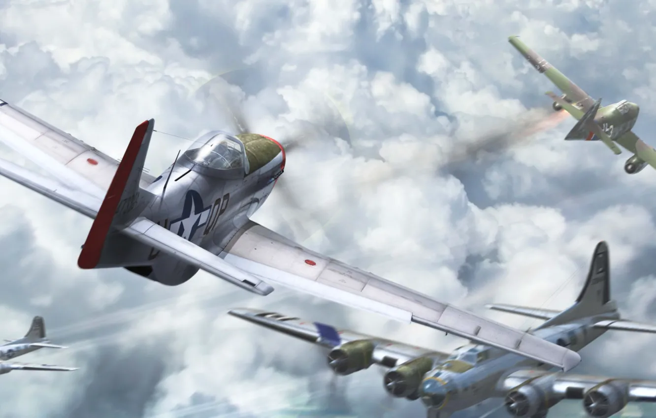 Photo wallpaper the plane, fighter, dogfight, shock, jet hunter