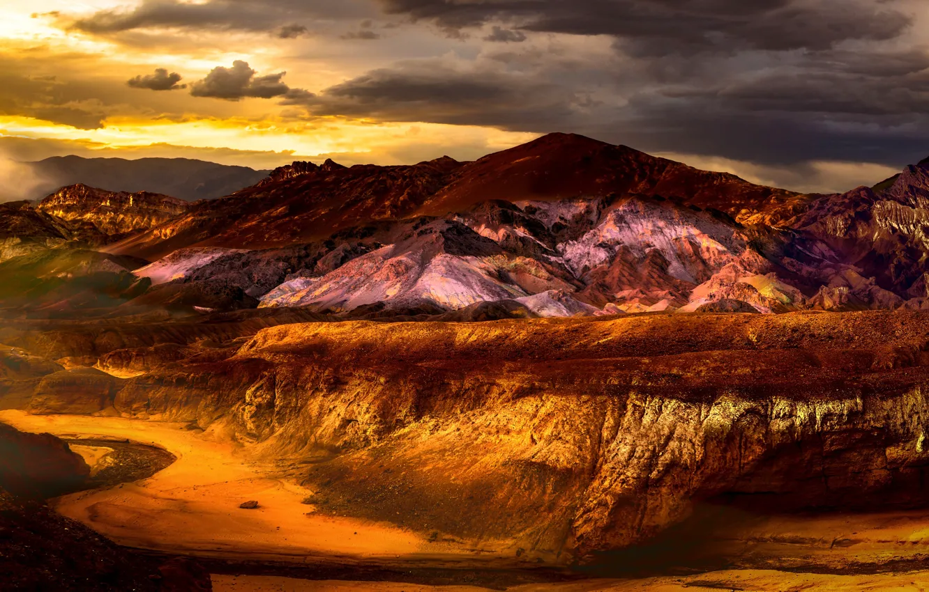Photo wallpaper America, South, relief, drought, mountains, national Park, rocks, clouds
