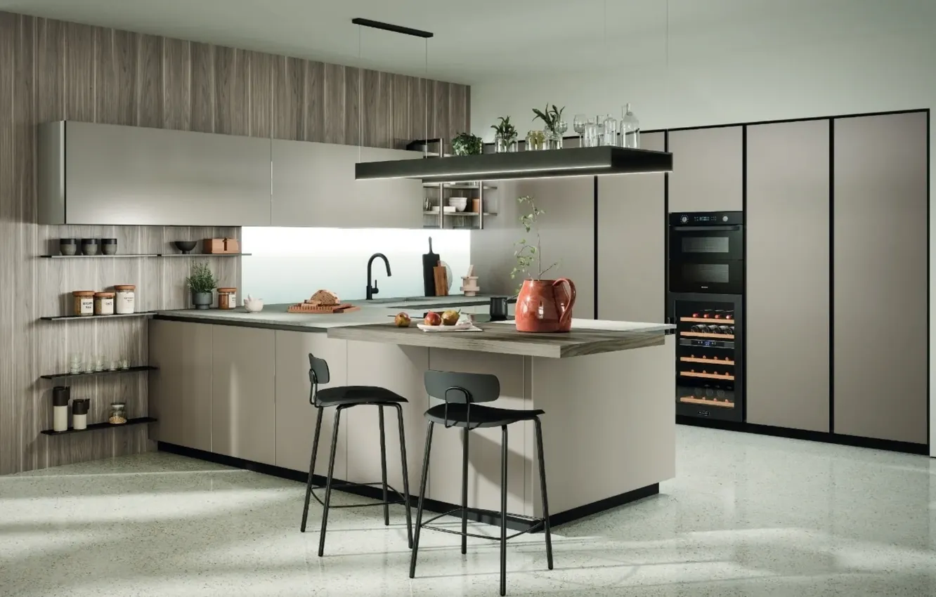 Photo wallpaper style, Villa, interior, Italy, kitchen, dining room, dining area, Italian design