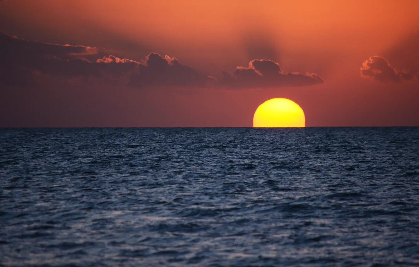 Photo wallpaper sea, sunset, sun