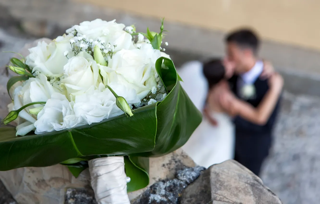 Photo wallpaper bouquet, the bride, wedding, the groom