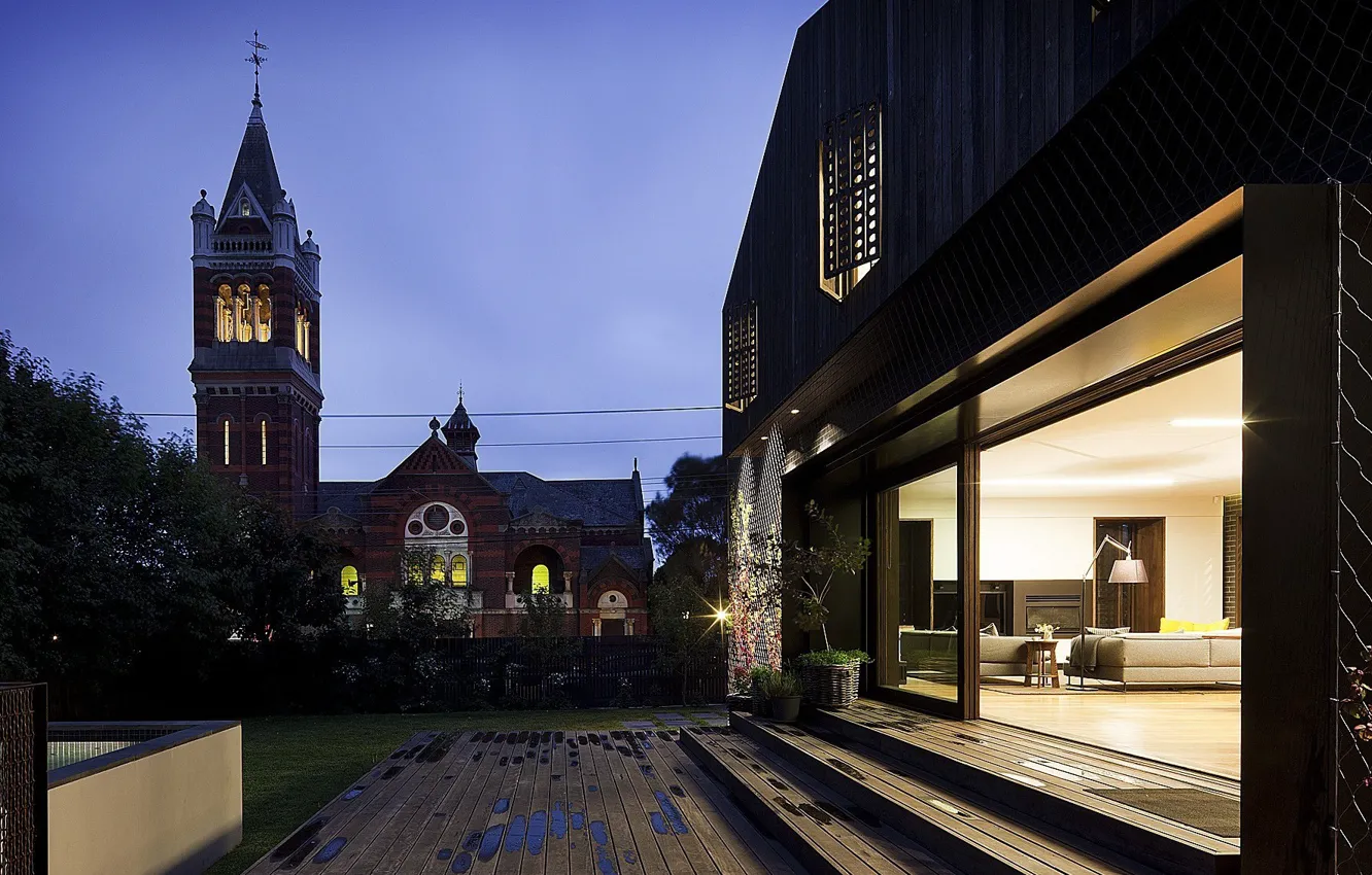 Photo wallpaper the city, building, the evening, temple, architecture, Twin Peaks House, by Jackson Clements Burrows Architects