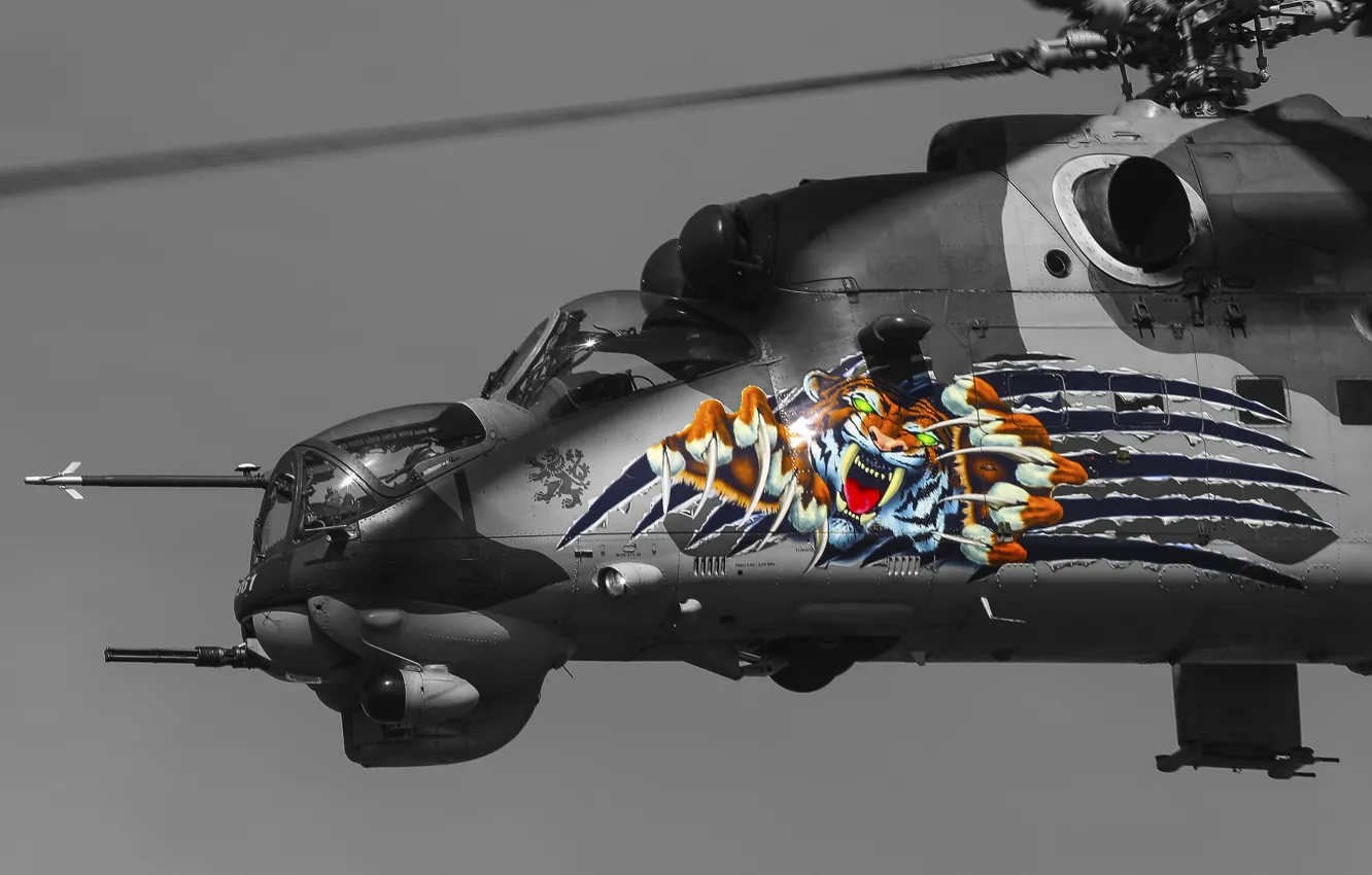 Photo wallpaper helicopter, Mi-24, Czech air force, Mil Mi-35