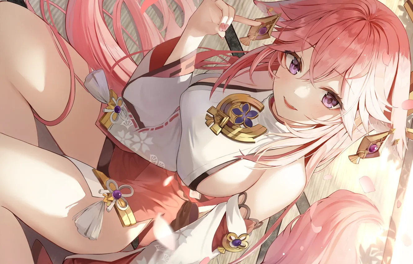 Photo wallpaper sexy girls, dampak genshin, yae miko genshin impact