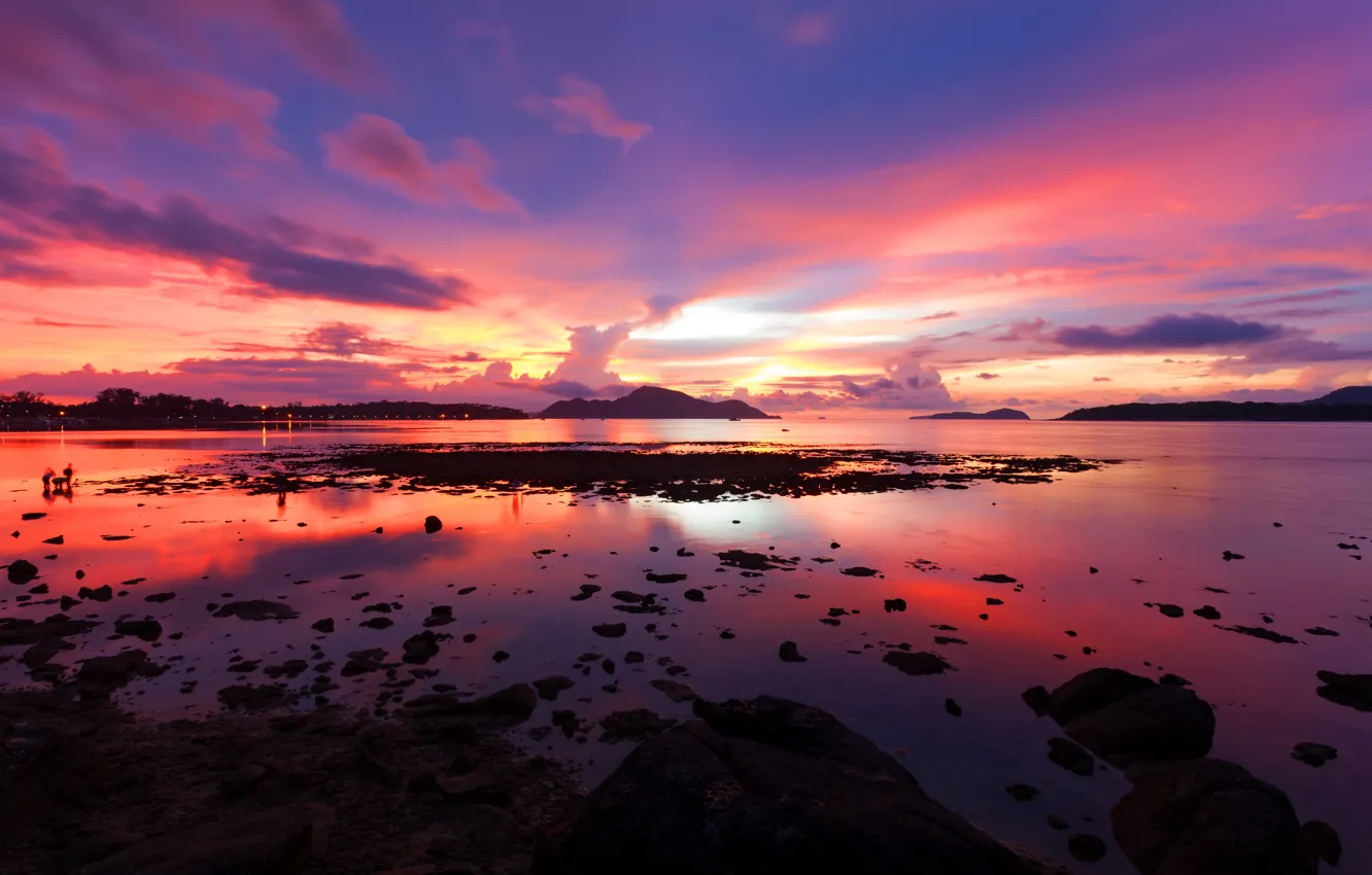 Photo wallpaper sea, wave, beach, summer, the sky, sunset, shore, summer