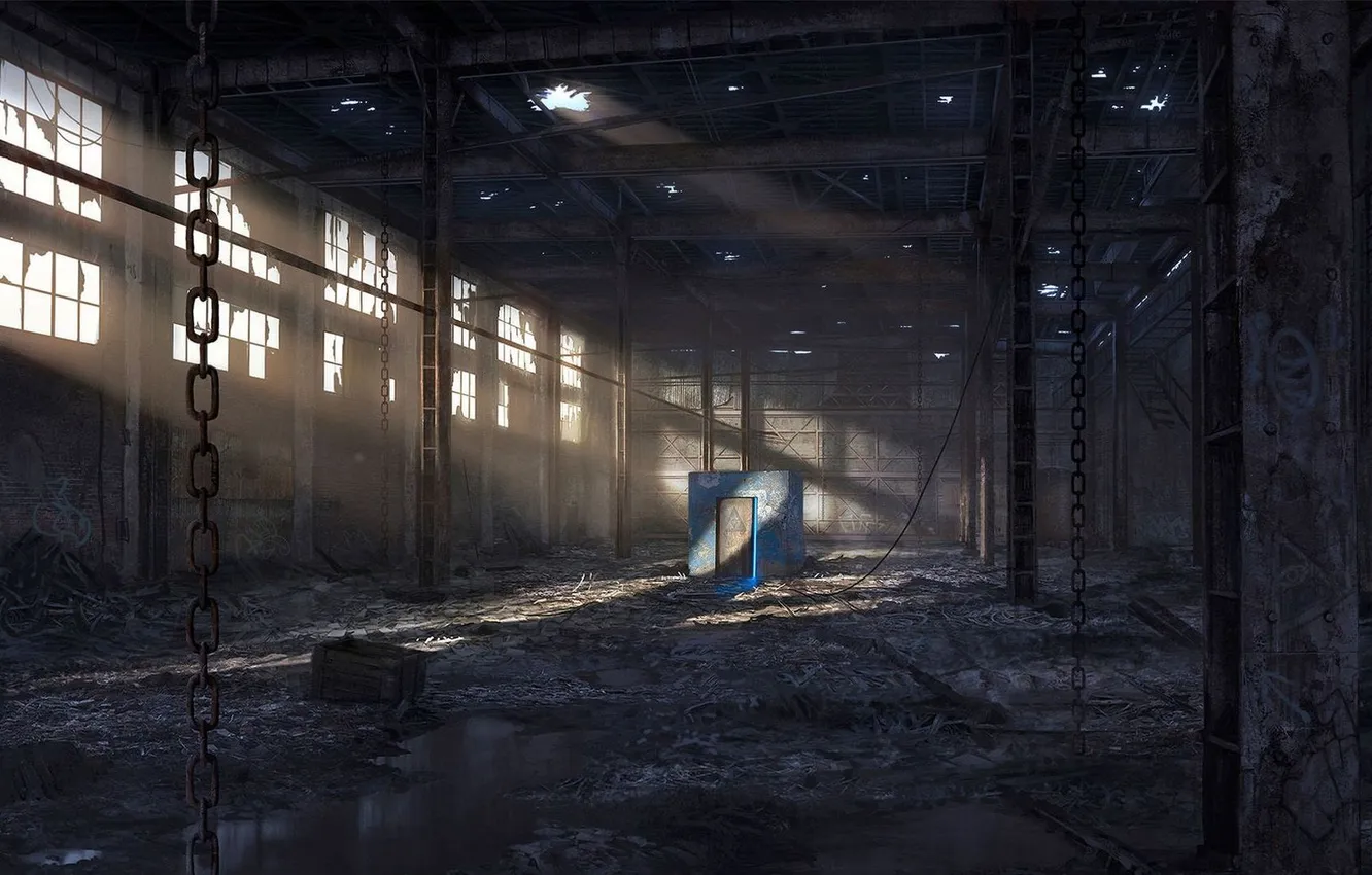 Photo wallpaper the game, the door, game, The Secret World, abandoned building