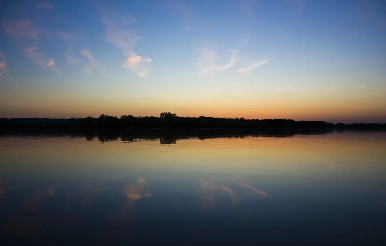 Photo wallpaper water, sunset, river, shore, the evening, Volga
