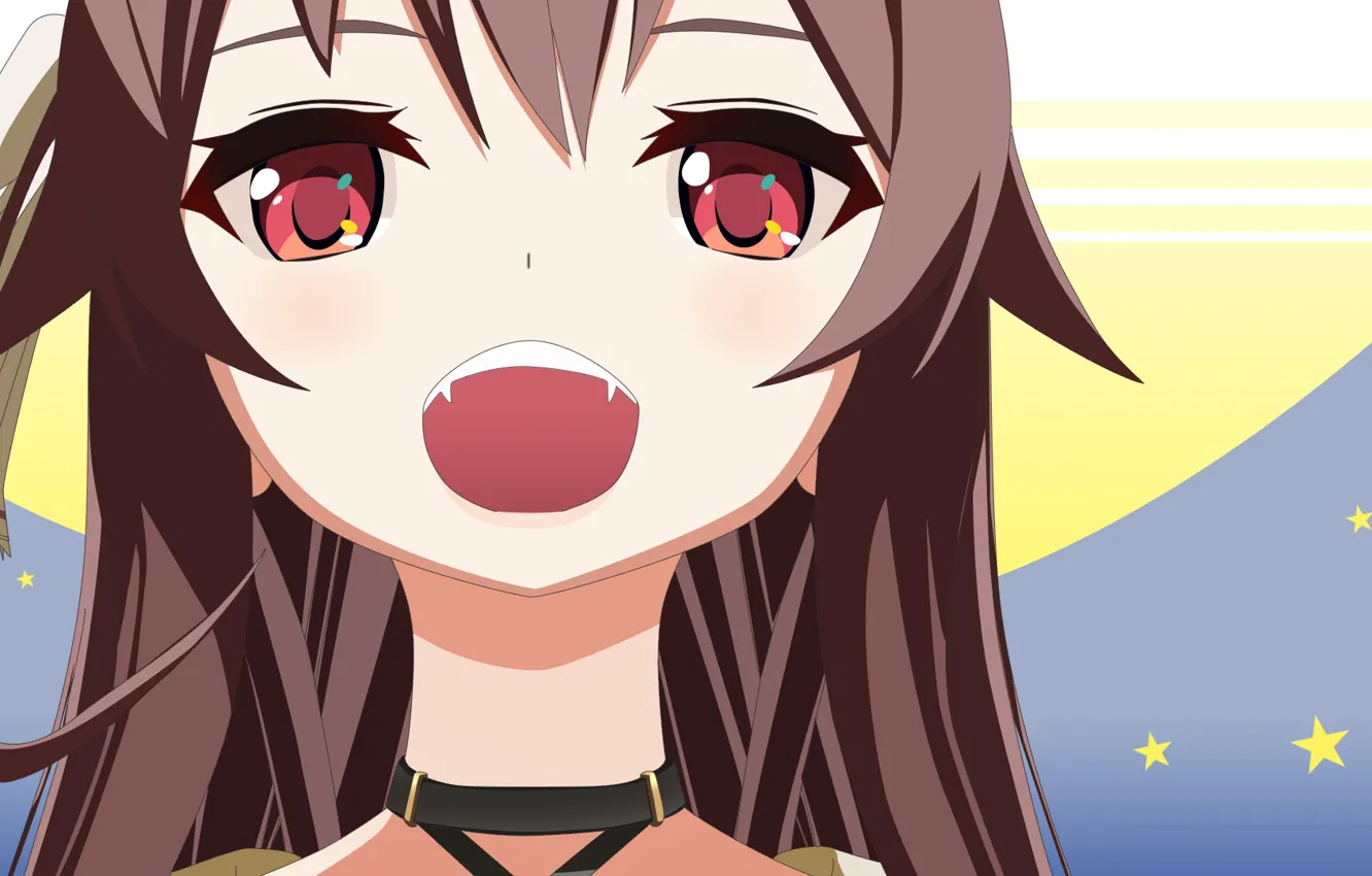 Photo wallpaper girl, fangs, bakemonogatari