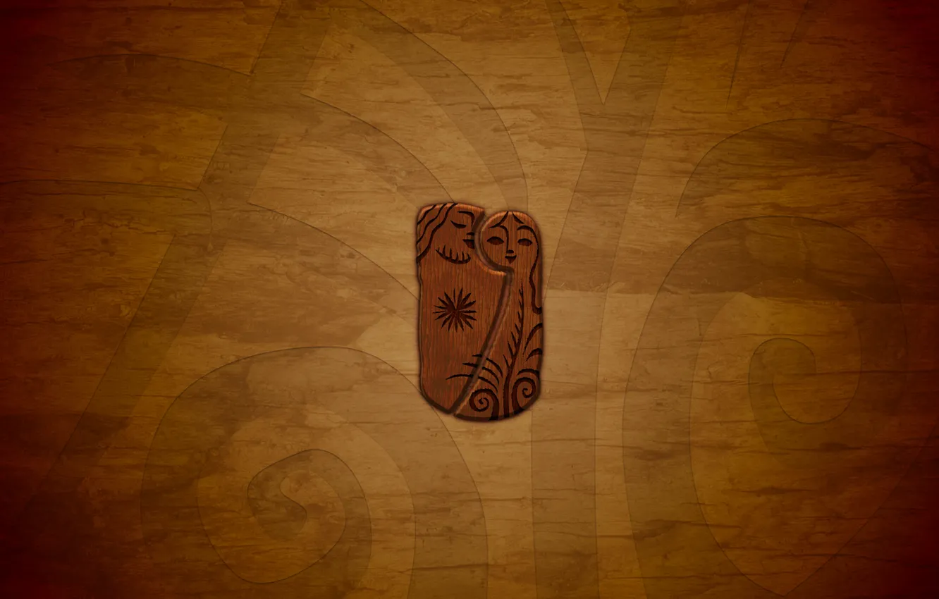 Photo wallpaper trees, pair, runes