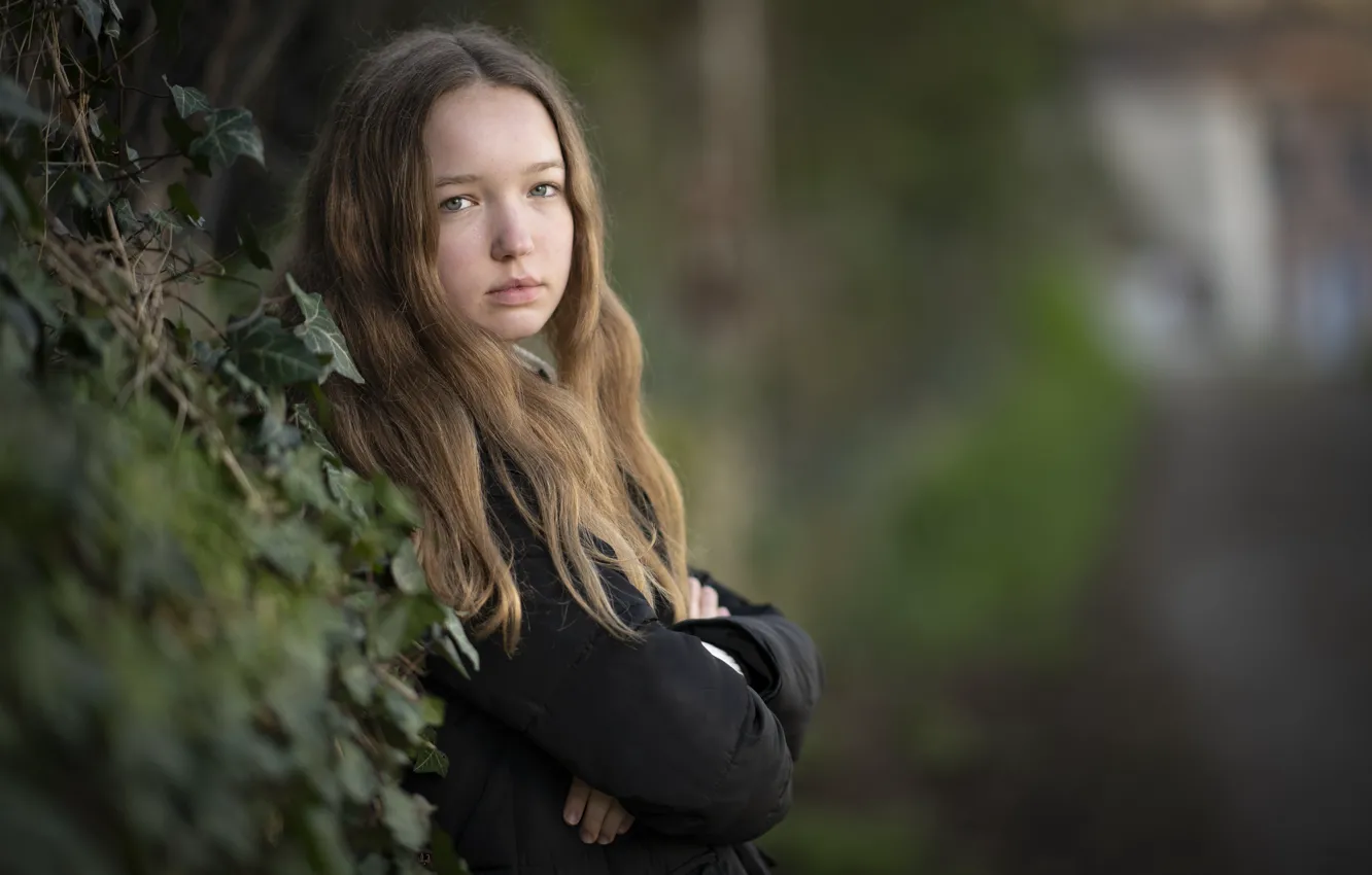 Photo wallpaper look, girl, hair, portrait