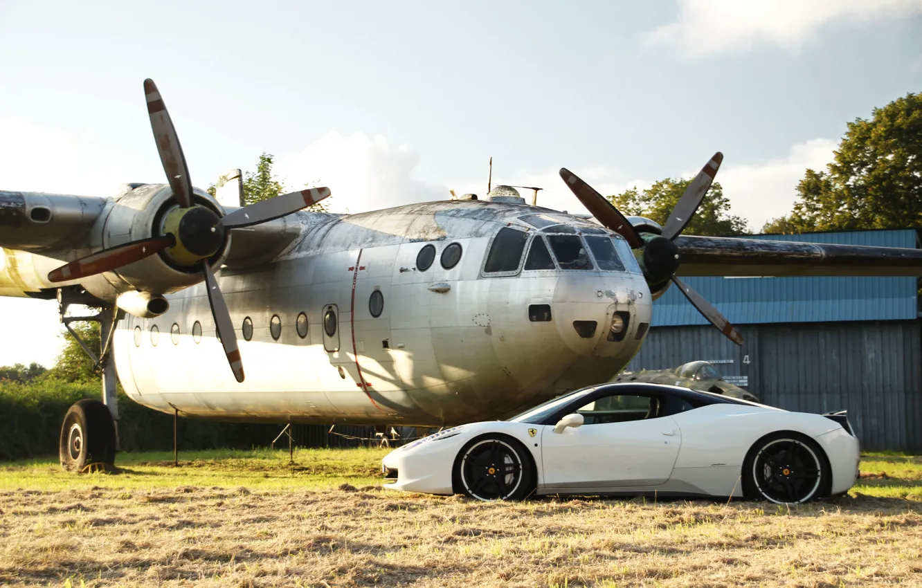 Photo wallpaper white, profile, white, the plane, ferrari, Ferrari, Italy, 458 italia