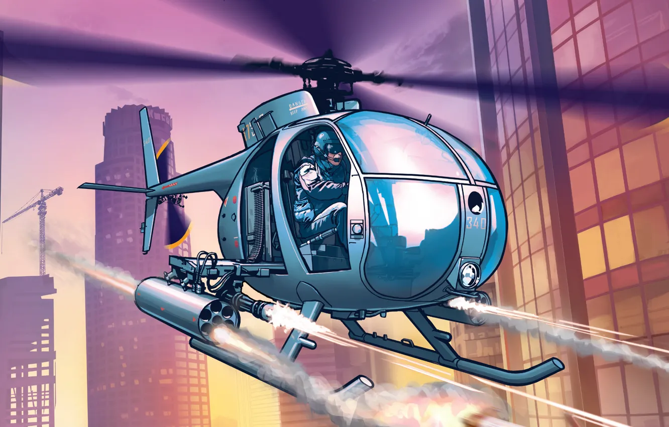 Photo wallpaper the city, police, art, helicopter, Los Santos, Grand Theft Auto 5