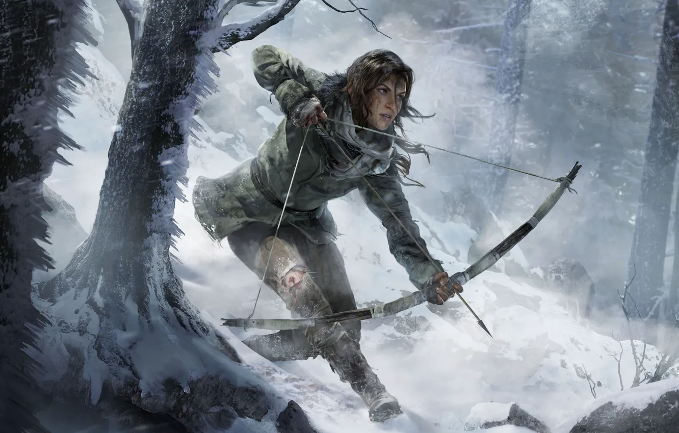 Photo wallpaper Tomb Raider, Snow, Lara croft