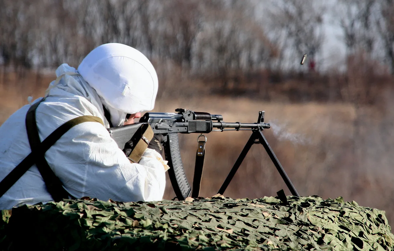 Photo wallpaper weapons, army, soldiers, shooting, machine gun