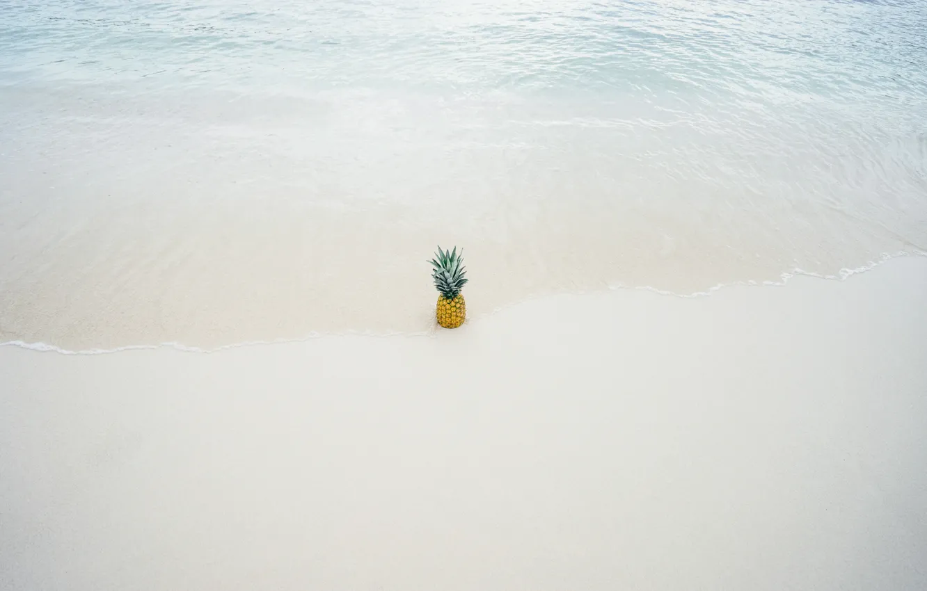 Photo wallpaper sand, beach, water, pineapple