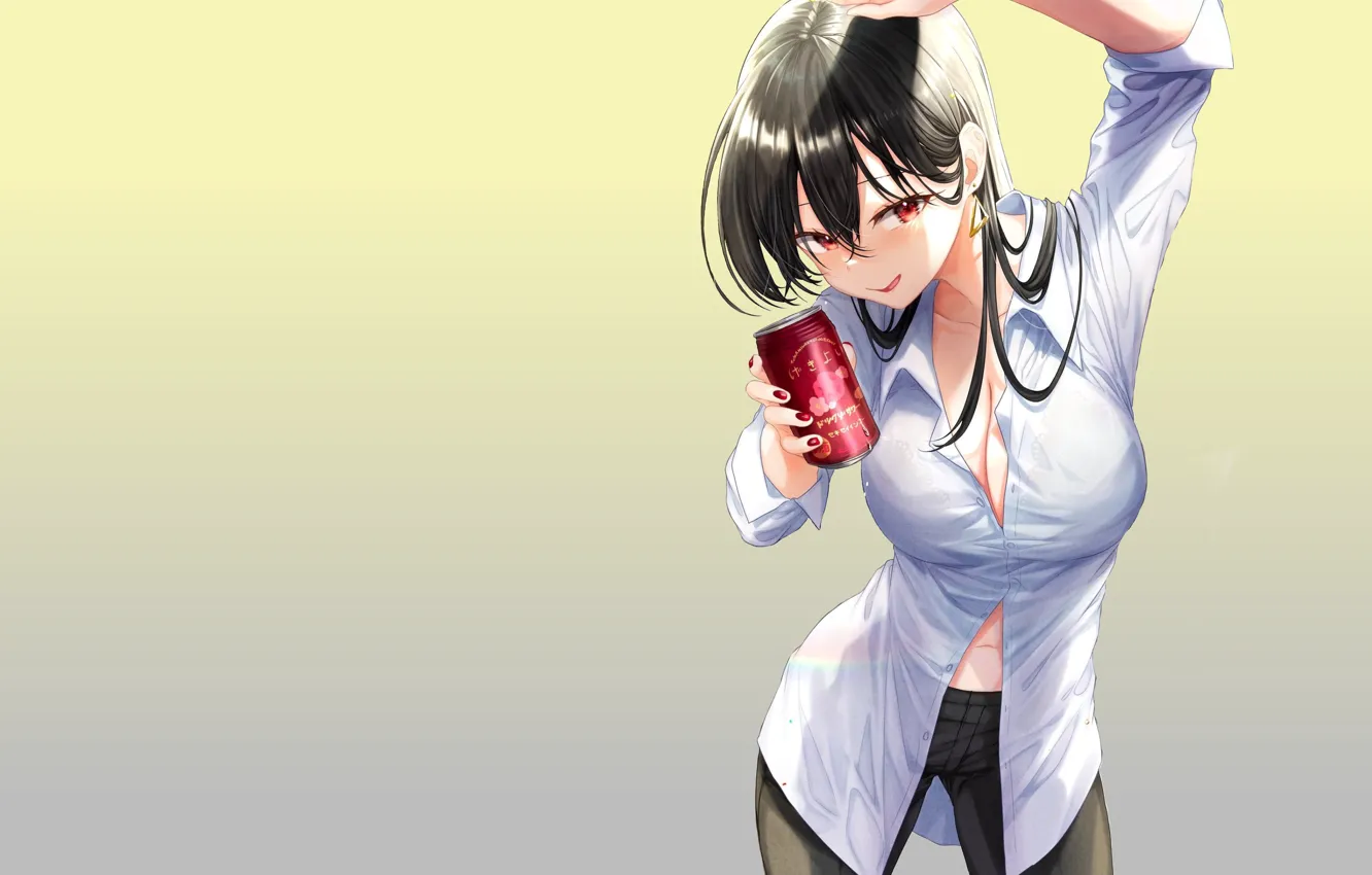 Photo wallpaper red, girl, sexy, Anime, pretty, lady, beer, cute