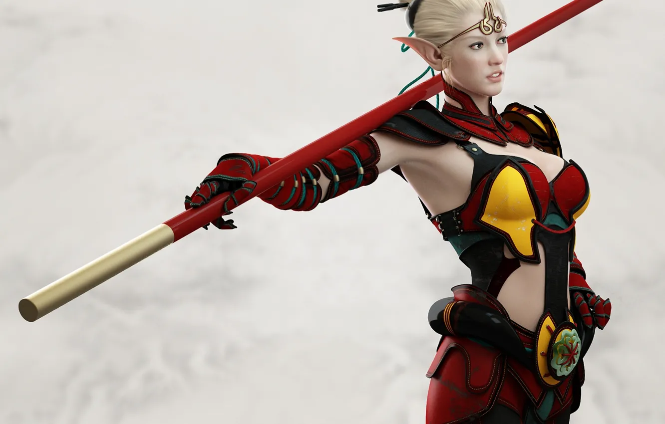 Photo wallpaper girl, elf, art, staff, elf, ears