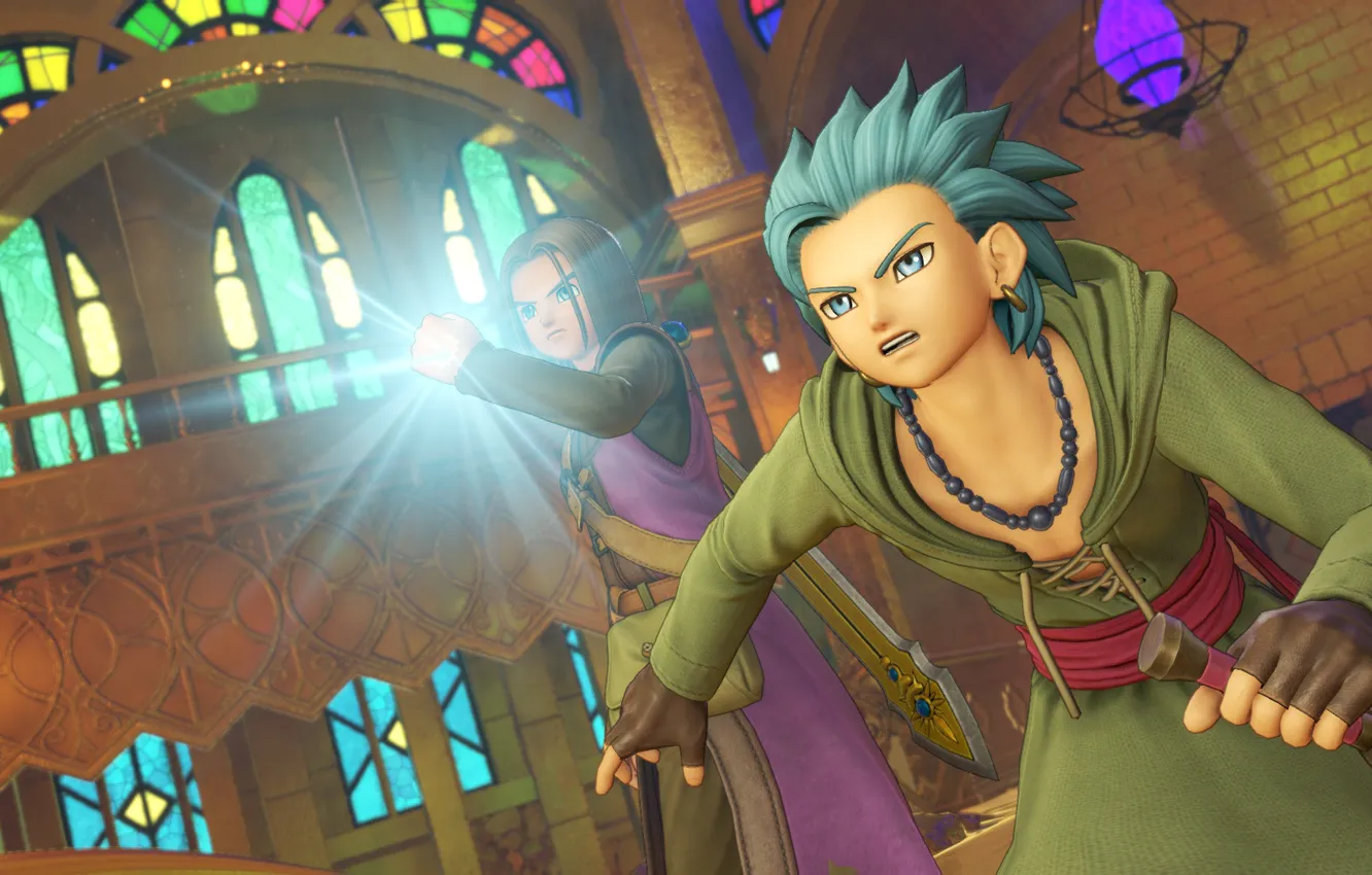 Photo wallpaper temple, guy, Dragon Quest XI