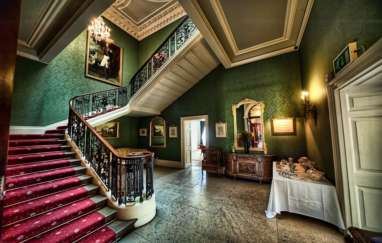 Photo wallpaper wall, carpet, ladder, floor, walls, hall, floor, hall