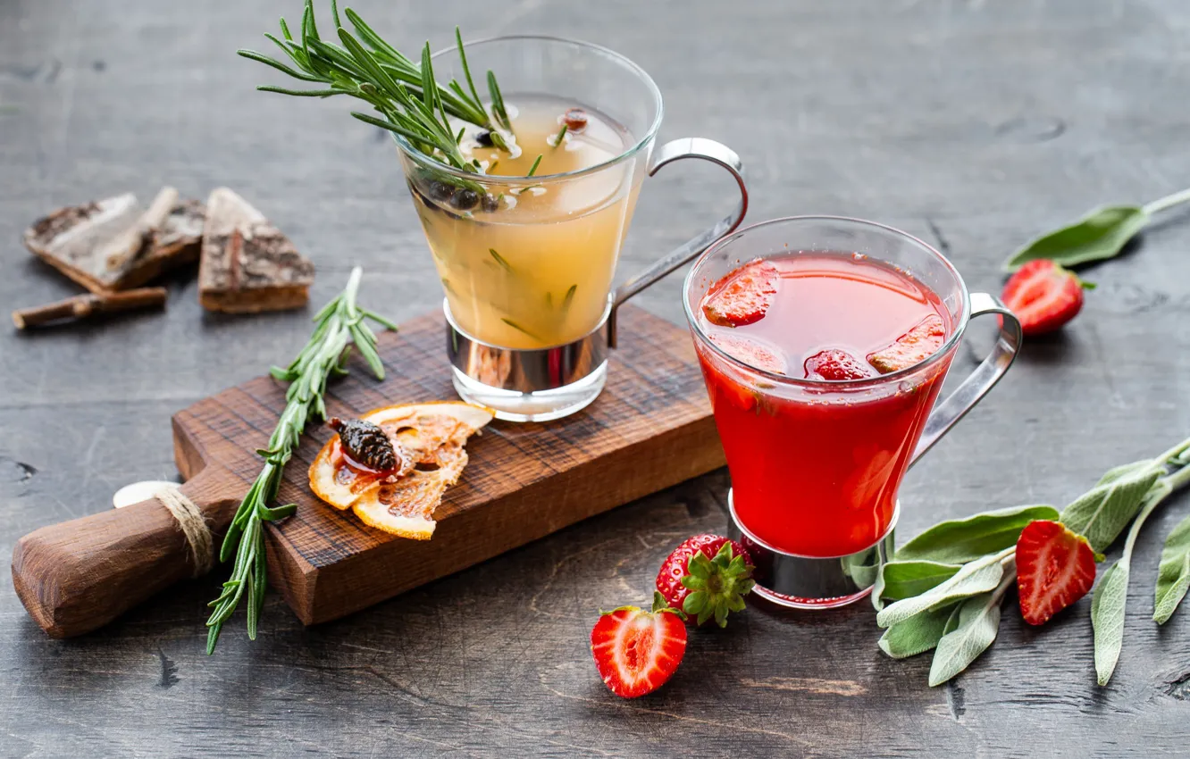 Photo wallpaper berries, cocktail, citrus