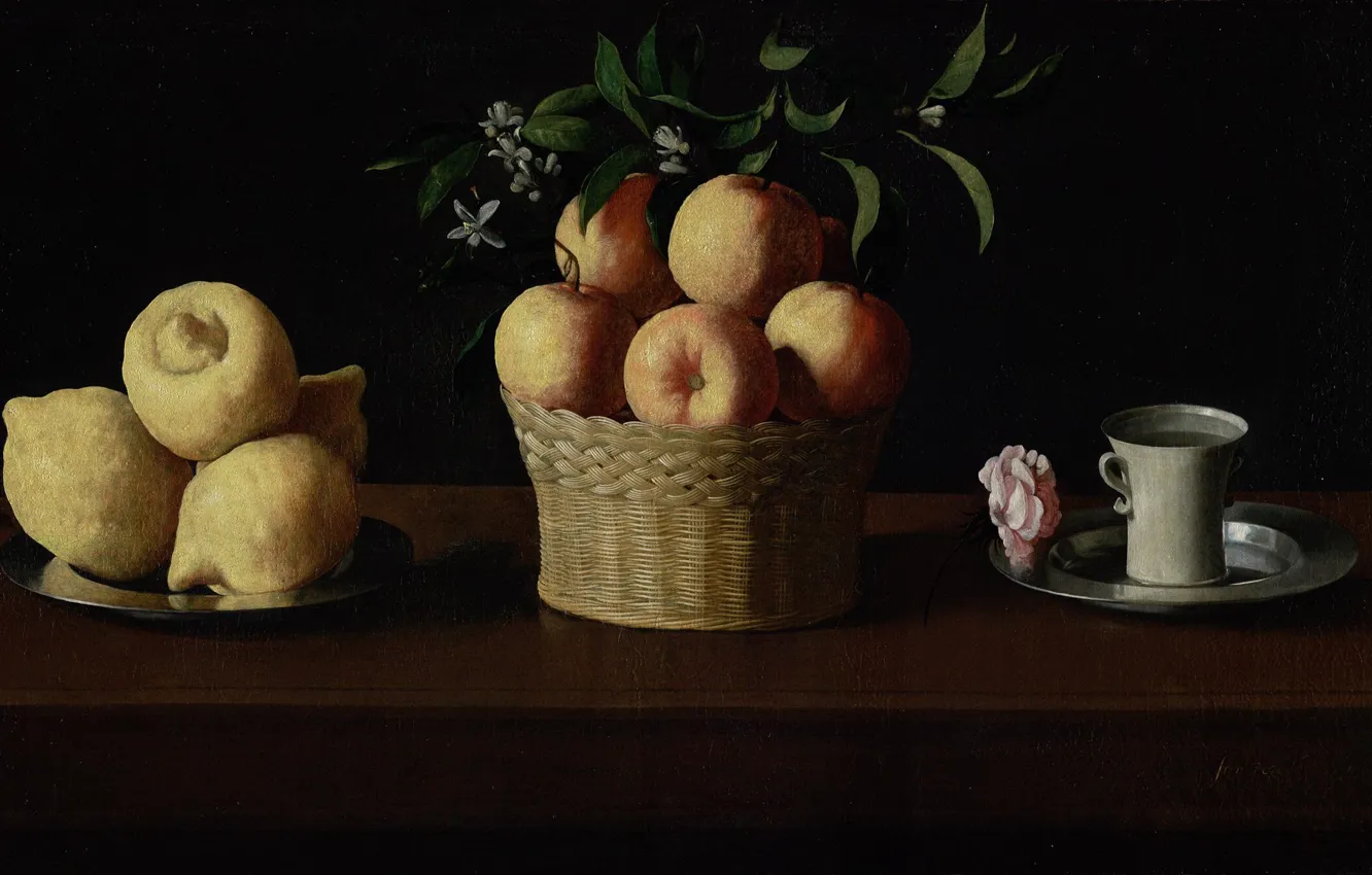 Photo wallpaper Francisco de Zurbaran, 1633, Still life with fruit and a Cup