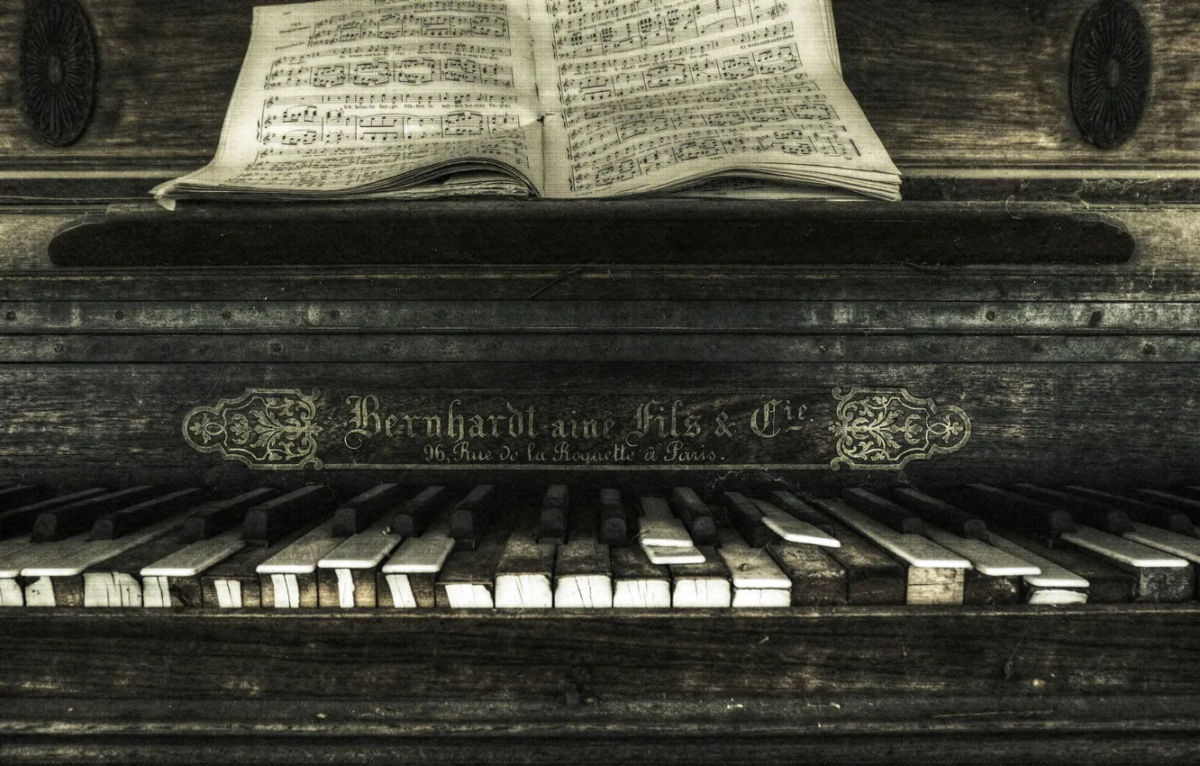 Photo wallpaper notes, music, piano