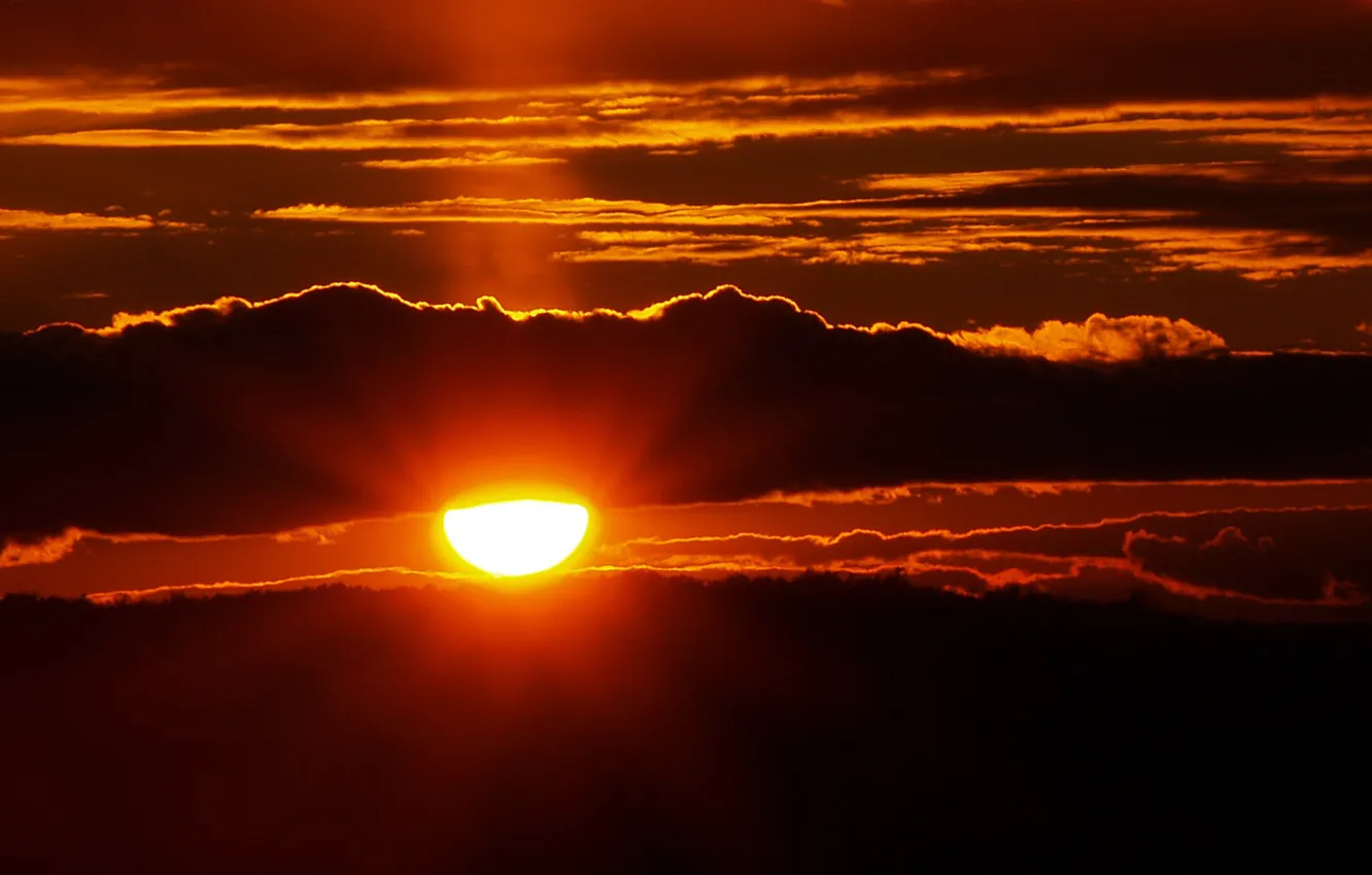 Photo wallpaper clouds, sunset, The sun