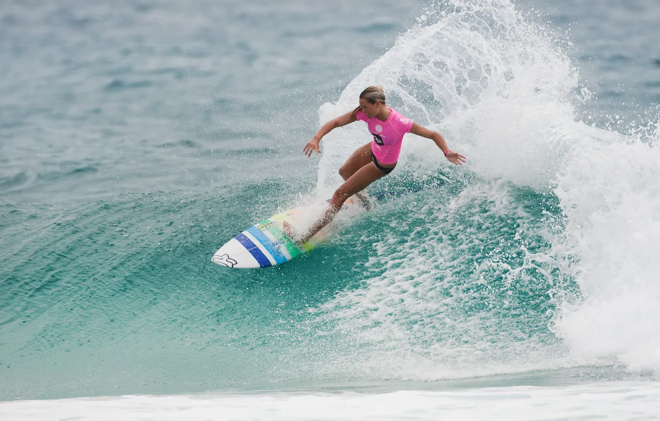 Photo wallpaper girl, sport, wave, surfing