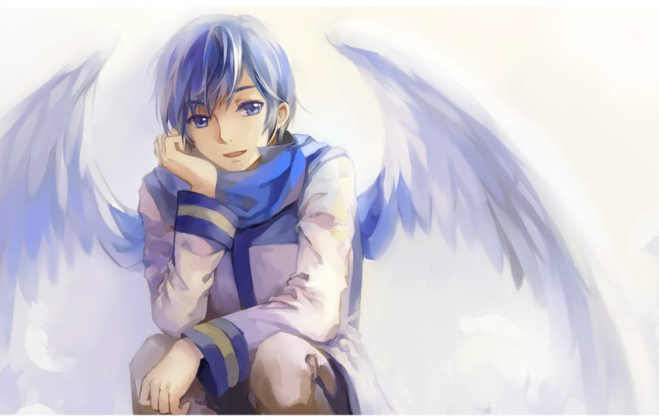 Photo wallpaper wings, angel, scarf, guy, vocaloid, Vocaloid, Kaito
